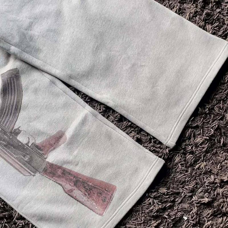 Pantalones informales de calle alta para hombre Y2K, Pantalones rectos Harajuku, pantalones de cintura doble con cabeza de otoño, pantalones con estampado personalizado