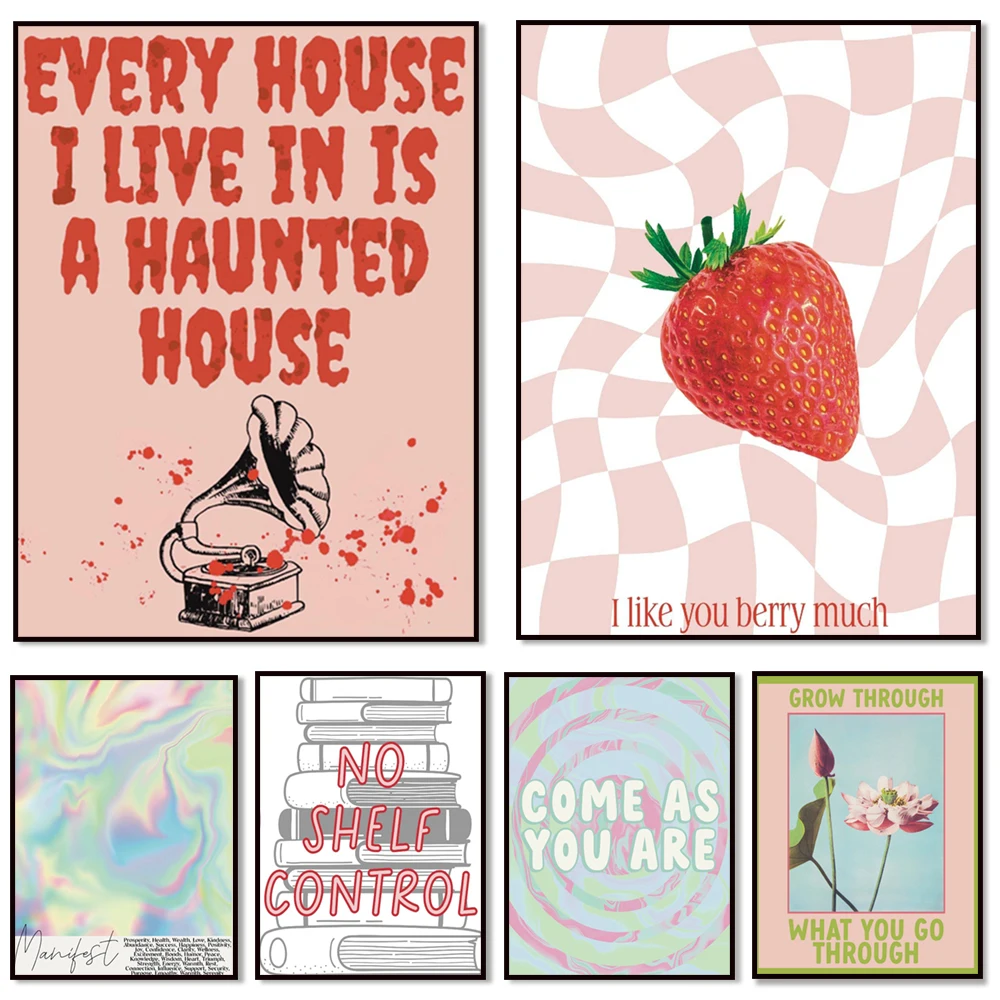 Haunted House Spooky Pink Collection, I Travel Through Time Ocean, Set Phaser to Stun Art, Hippie Aesthetic Room Decor Poster