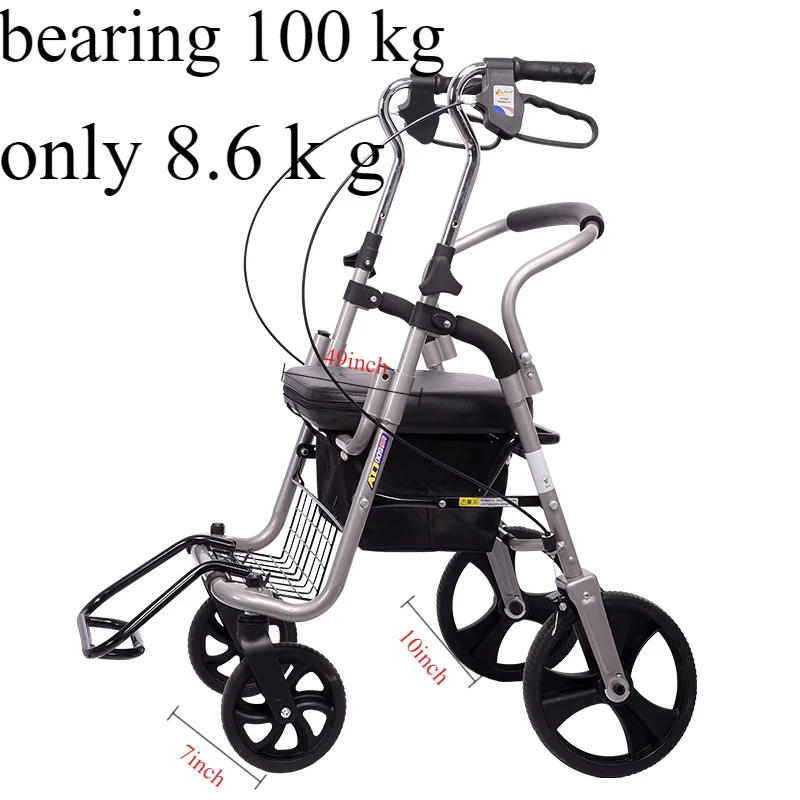 

Ailijiao the elderly shopping cart trolley to help driving four wheels to help walking shopping cart can sit folding push chair