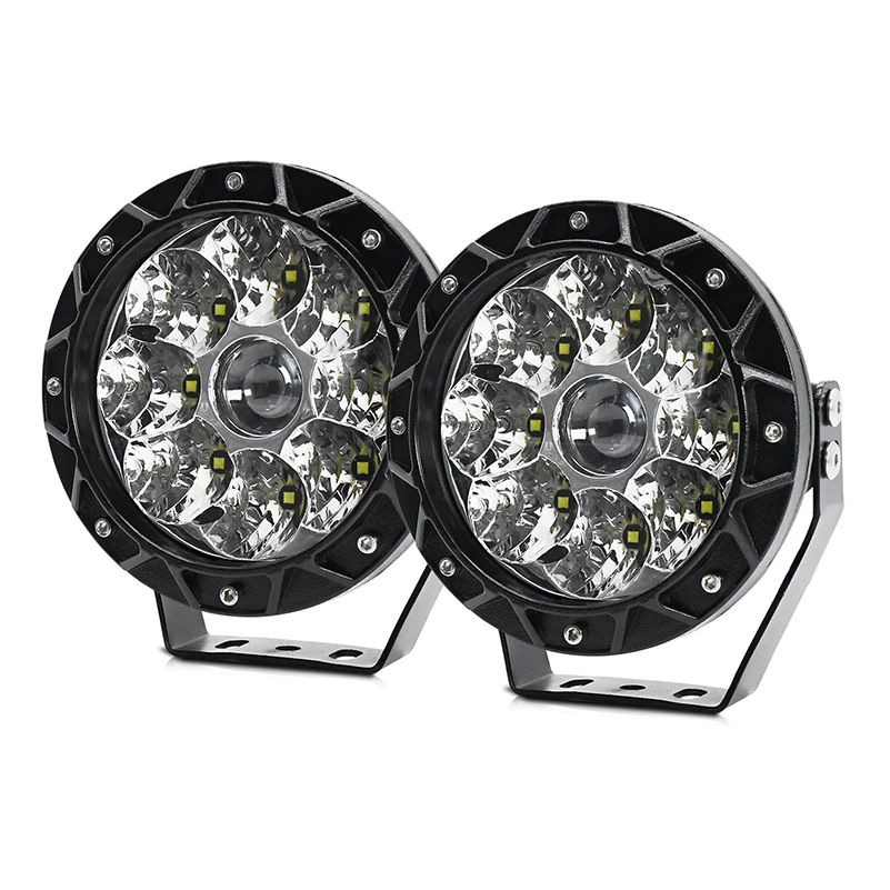 

2X 5-дюймовый круглый внедорожный светодиодный прожектор для вождения грузовика, белый 12-24 В для грузовика Jeep Off Road SUV UTV ATV Fog LED.