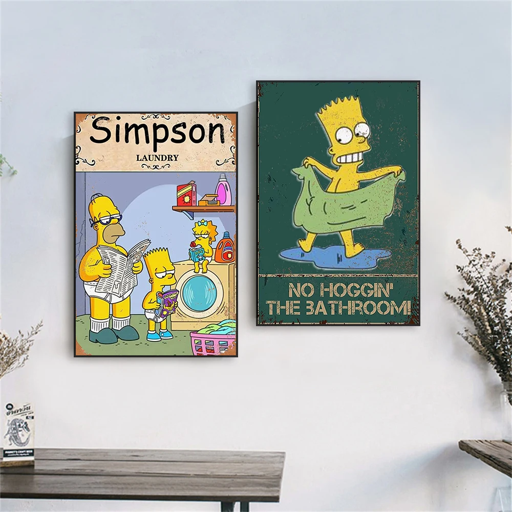 The Simpson Funny TV Show Poster Bathroom Theater Art Prints Bathroom Toilet Shower Canvas Painting Home Decoration