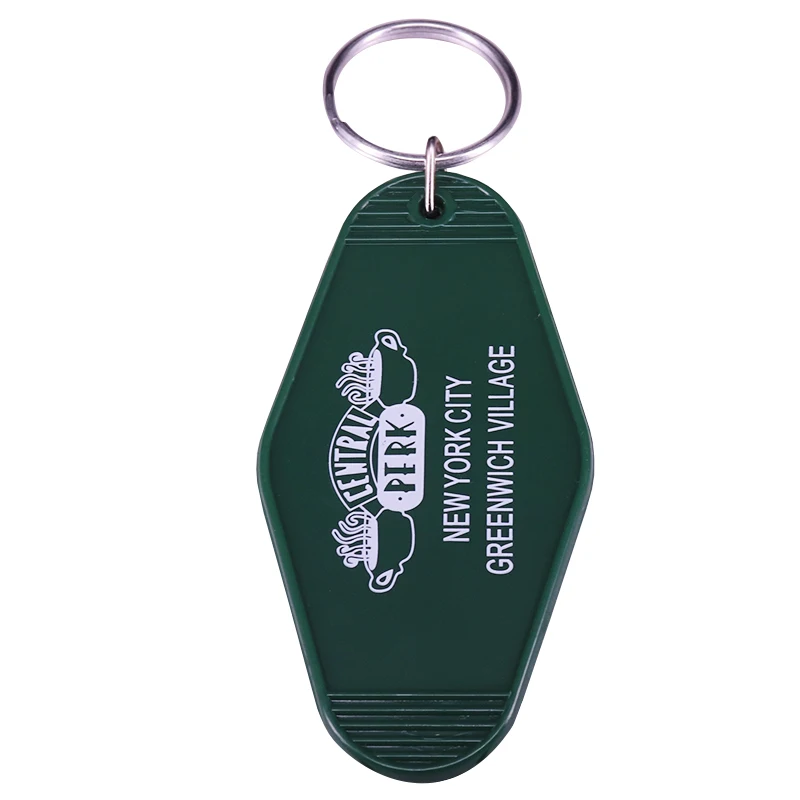 Friends TV Show Central Perk Inspired Keytag Keychain Green White Vintage Hotel Key Tag Key Chain Key Ring Keychain Jewelry