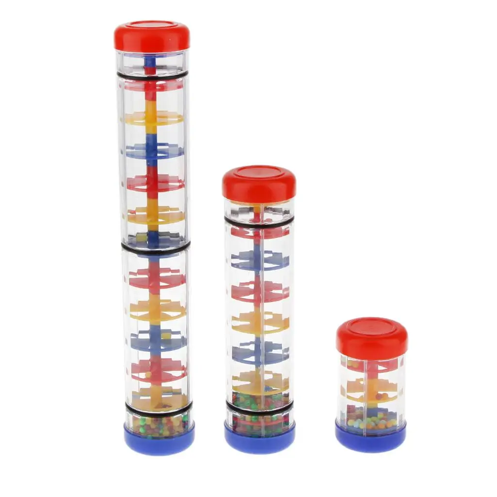 Music Rainmaker Shaker Plastic Rain Stick Sensory Instrument Toy Colorful Beads for Kids KTV Party