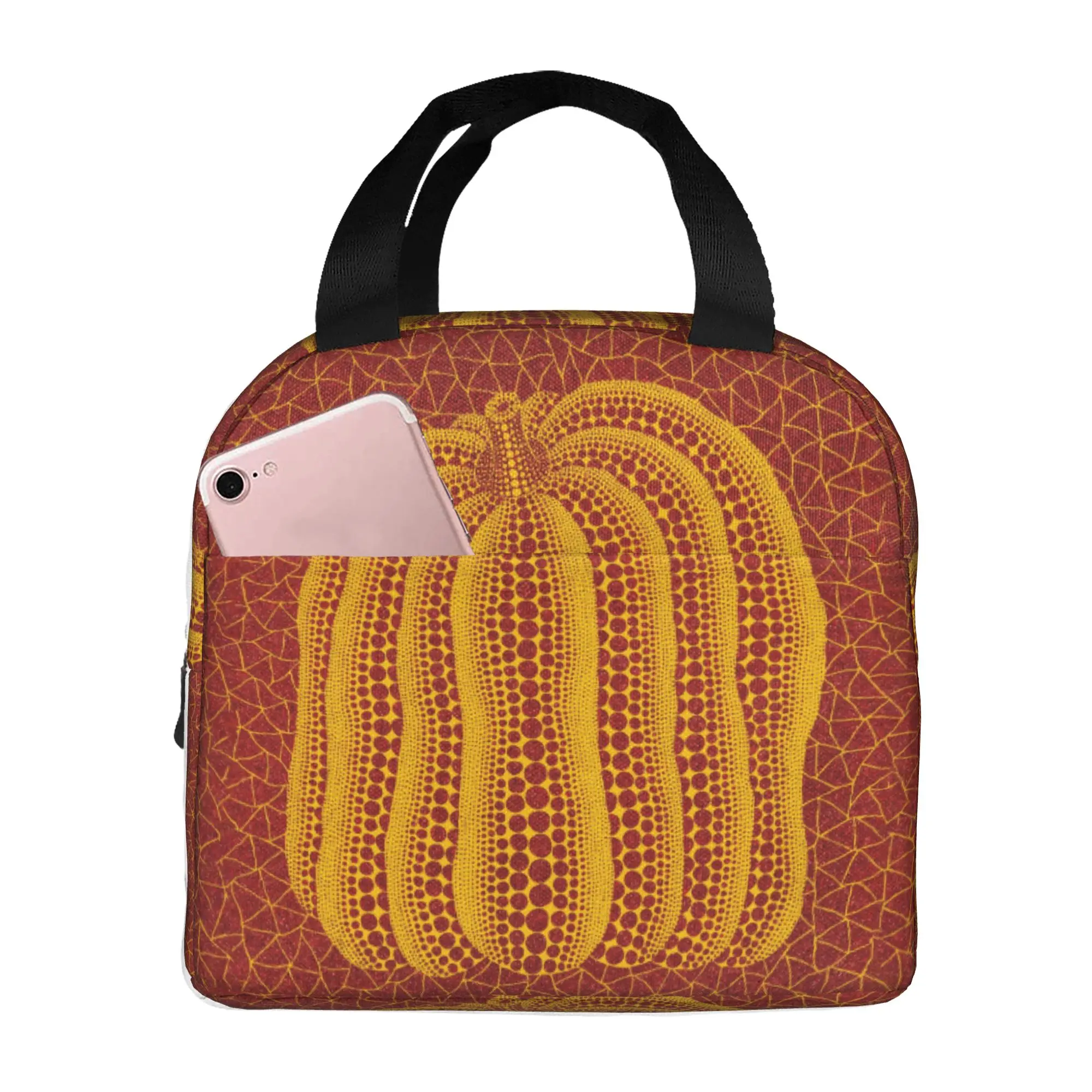 Yayoi Kusama Pumkin Abstract Art Insulated Lunch Bag for Outdoor Picnic  Leakproof Thermal Cooler Lunch Box Women Men