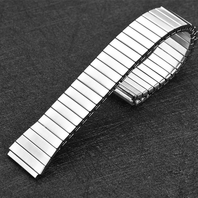 Stretch Expansion Stainless Steel Watch Strap 18mm Retractable Metal Elastic Watchband Watch Accessories SmartWatch Bracelet