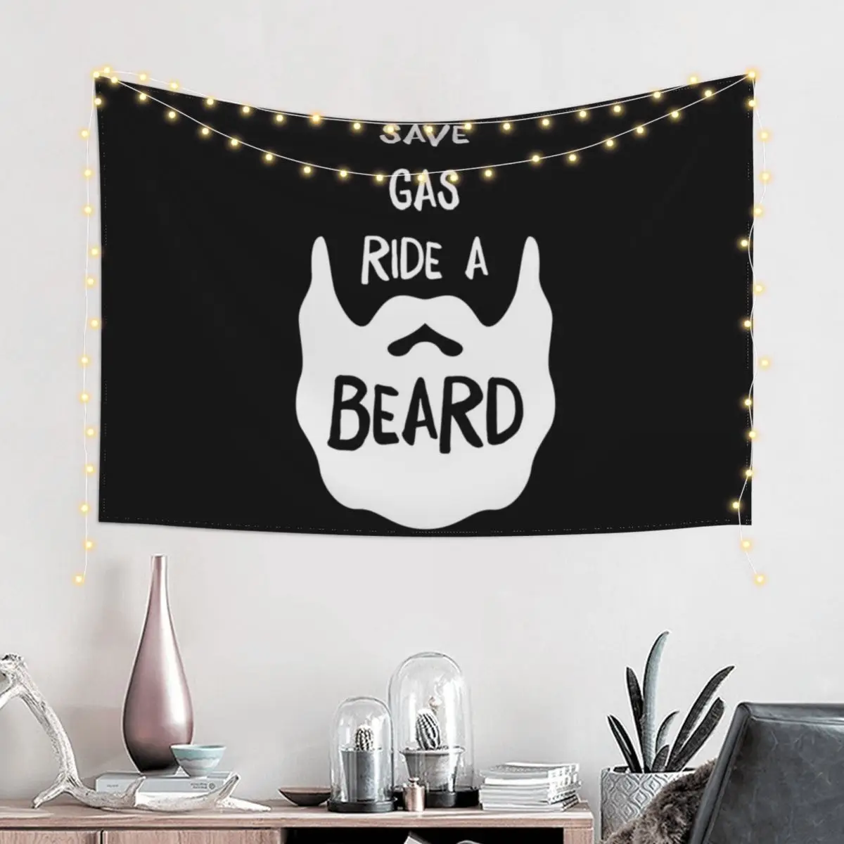 Save Gas Ride A Beard Shirt Facial Hair T-Shirt Great Gift For Beard Lovers Father's Day Tapestry Cute Decor Custom Tapestry