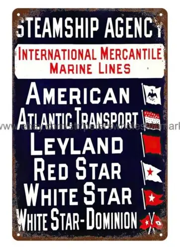 1920s STEAMSHIP AGENCY American Atlantic Transport metal tin sign art posters