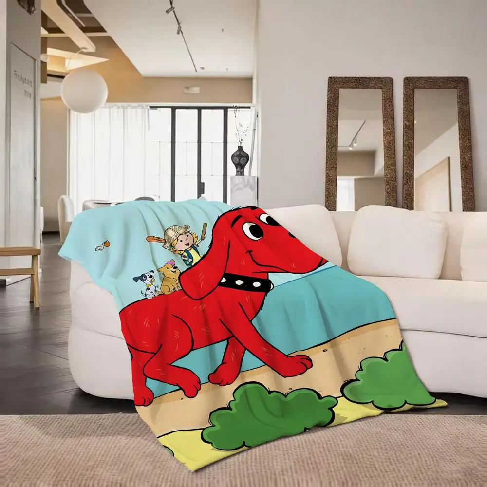 Cartoon C-Clifford The Big Red D-Dog Throw Flannel Throw Blanket Suitable for Sofa、Living Room、Bedroom - view 5