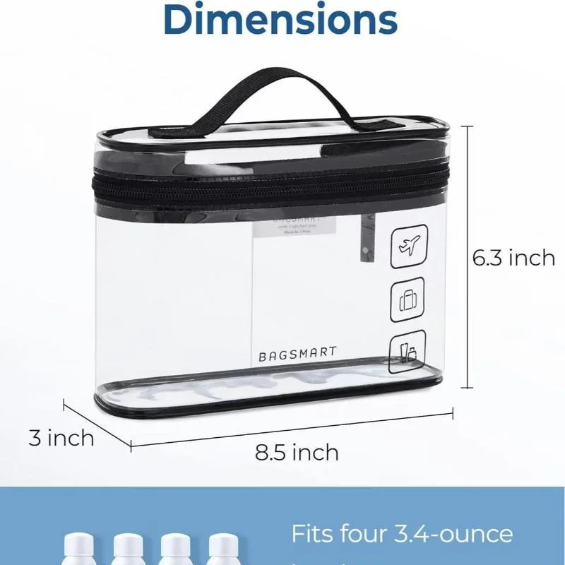 AttireTrovePortable Clear Toiletry Bag Big Capacity Waterproof Thickened PVC Travel Cosmetic Organizer