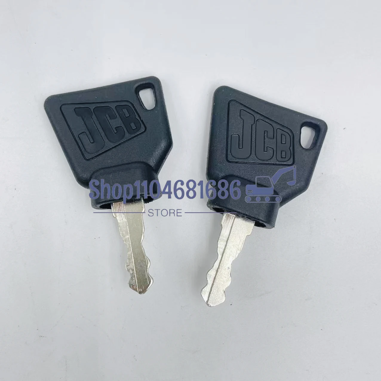 2 Piece Ignition Switch Starter Key for JCB 3CX  Bomag Excavator Fit Most Digger Replacement Parts with Bucket Keychain