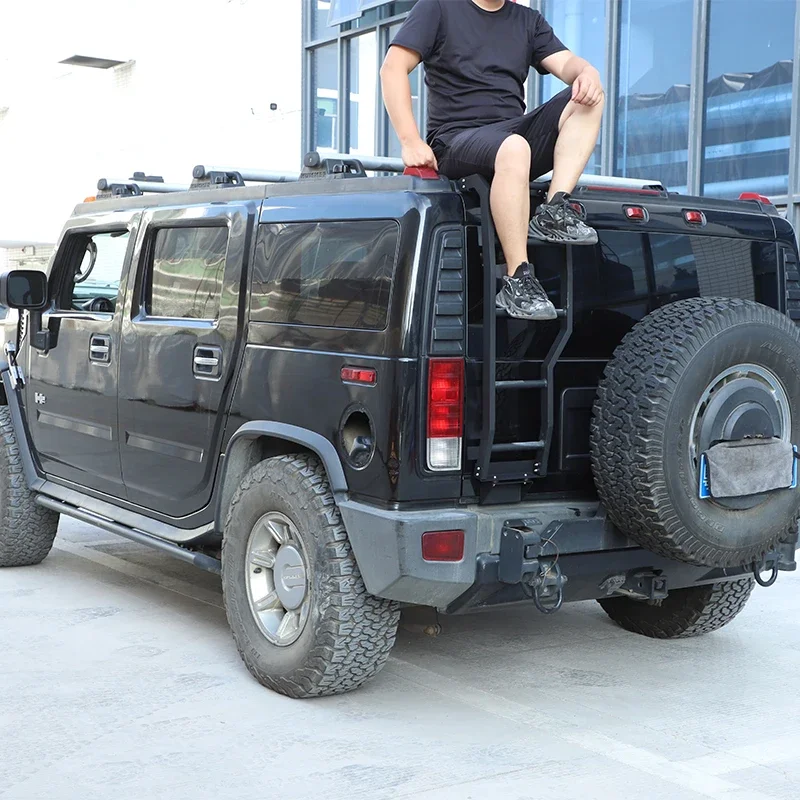 For Hummer H2 Tail Ladder, Car Rear Tailgate Ladder, External Accessories for Climbing Tools, Aluminum Alloy 2003-2009 Models 1P