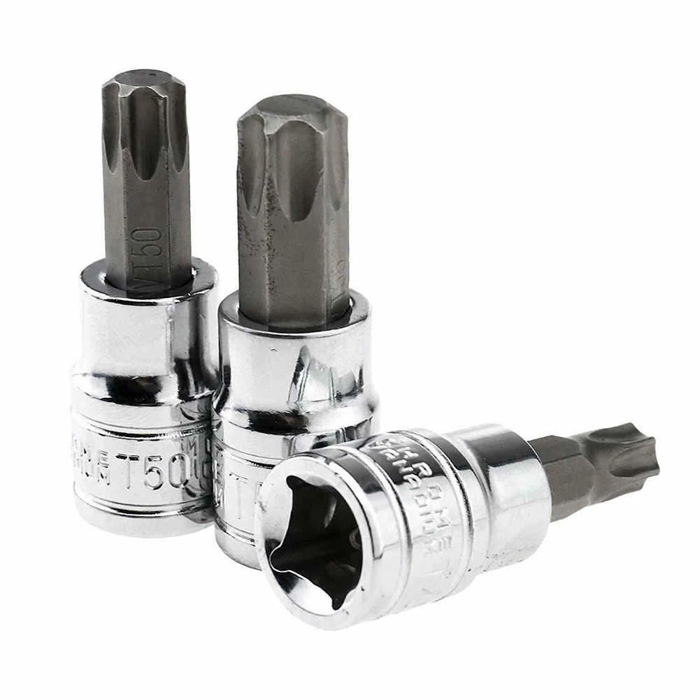10PCS Bit Socket T10- T55 for torx Star Bit Socket Set 3 8 Drive For any 3 8 drive ratchet or extension Repair tool view 5
