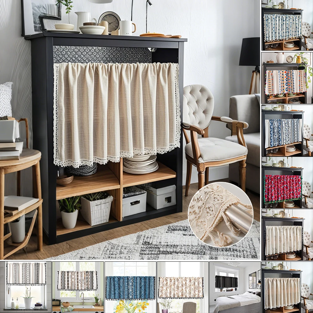 

1PC Modern Short Window Curtain with Tassel Curtains for Living Room Bedroom Cabinet Door Windows Curtains Drapes in Living Room
