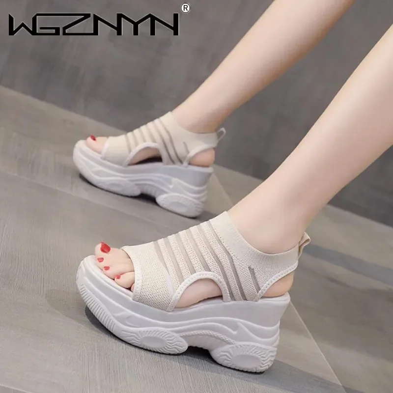 Heeled Sandals All-Match Muffins Shoe Open Toe High Heels Fashion Womens Shoes NEW Slip-on Loafers Summer Women Platform Sandals