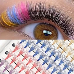 Mid Summer Day Colored Premade Russian Volume Fans Eyelash Extensions 10D Mix Gold Blue Brown Individual Eyelashes Clusters