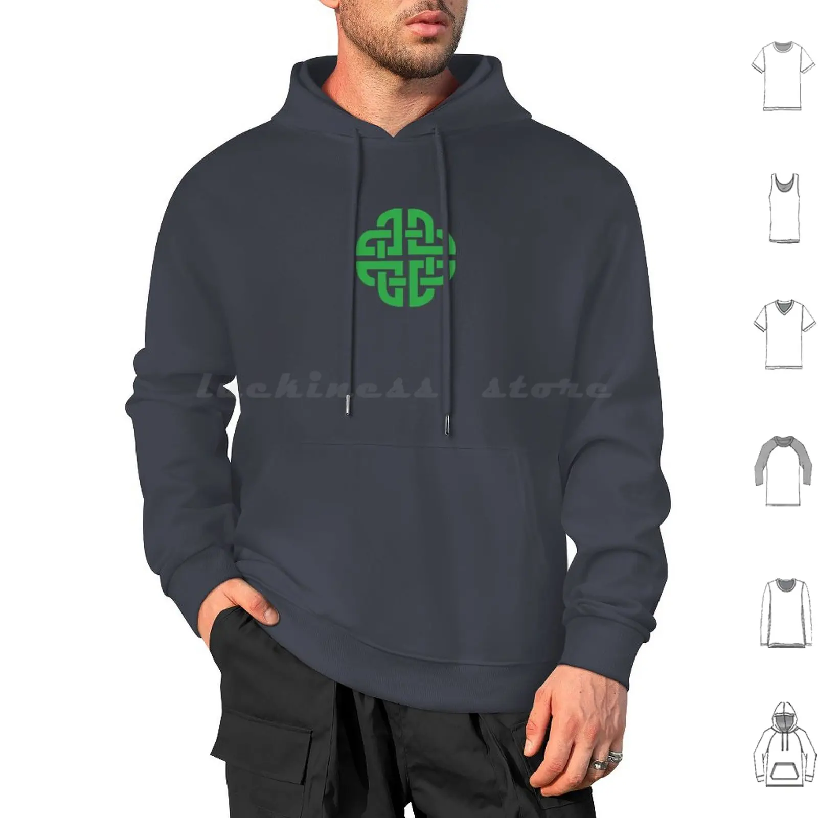 Shield Knot Hoodies Long Sleeve Irish Ireland Knot Green Defense Cool Logo Gaelic Keltic Shield Knot Shield