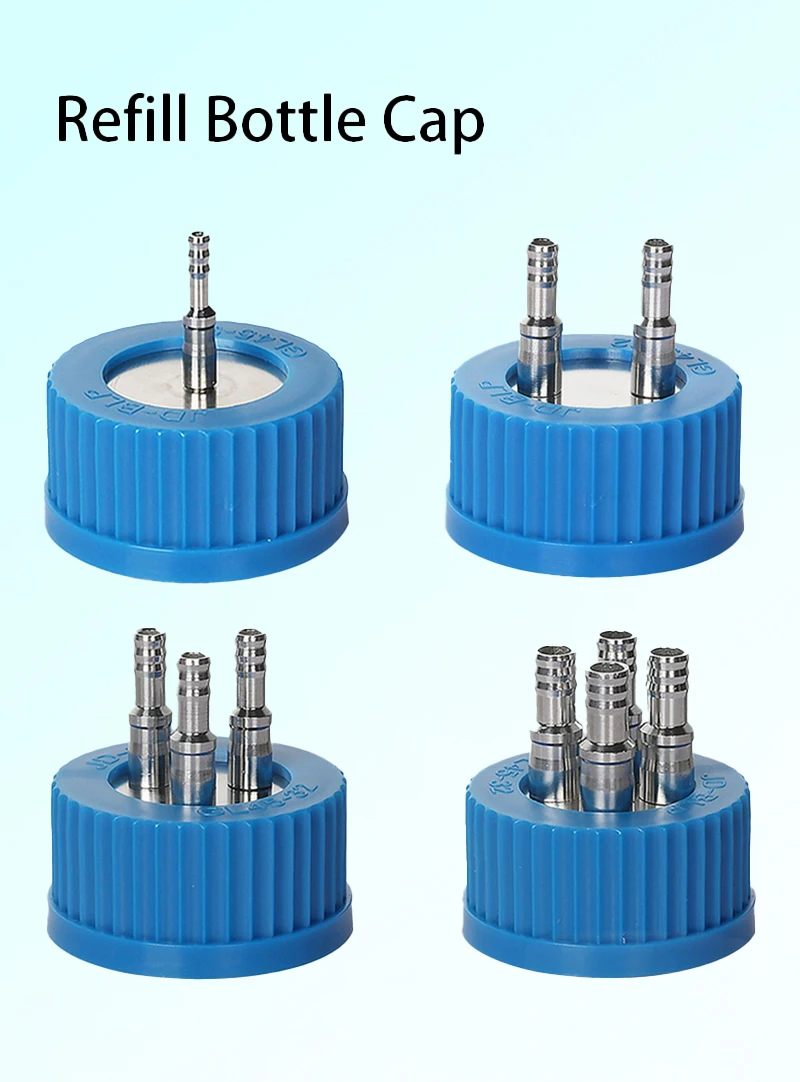 GL45 Refill Bottle Cap 1-4 Holes Stainless Steel Refill Bottle Cap Single Pass Four Pass  Reactor Fermenter Reagent Bottle