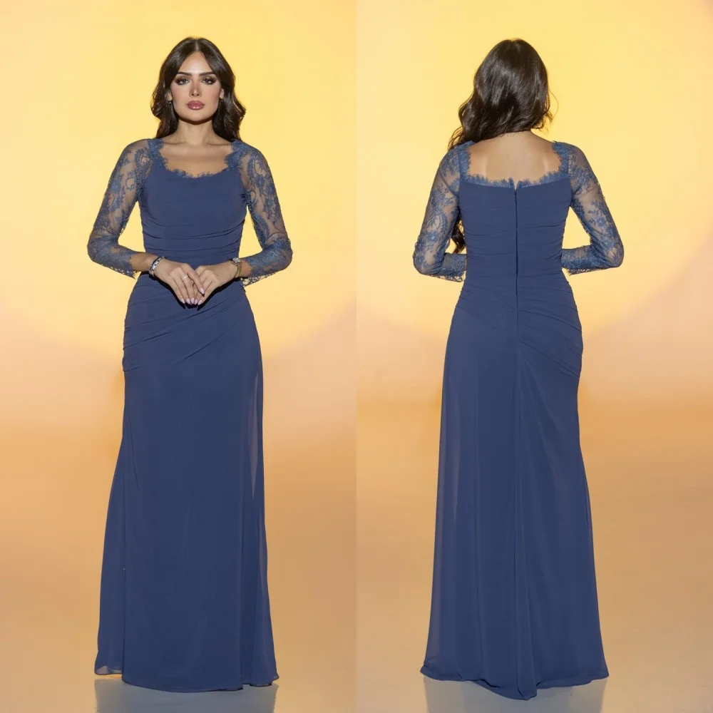 

Customized Classic Evening Dress Lace Long Sleeves Trumpet Long Dresses Bespoke Occasion Elegant Party Wedding Guest Gown