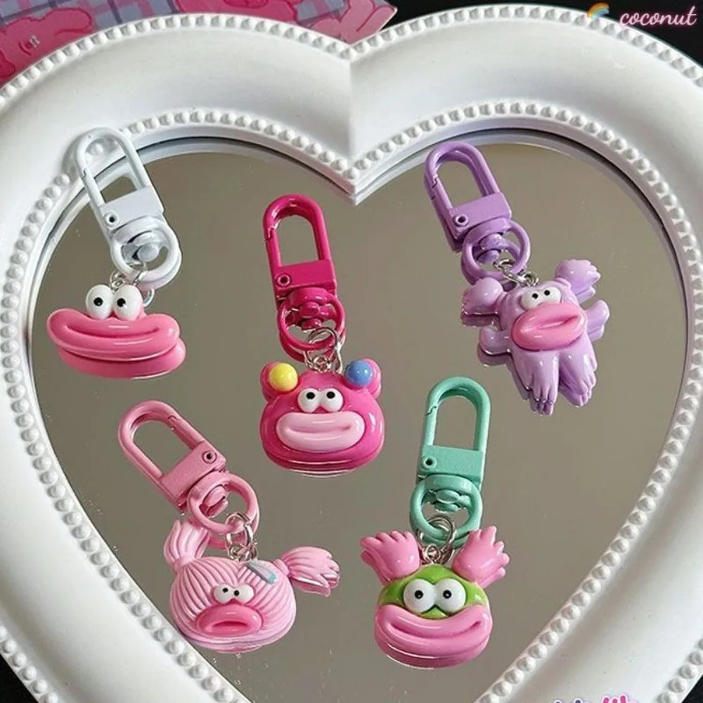 

Cartoon Funny Sausage Mouth Key Ring Backpack Pendant Cute Couples Keyring Boy Potato Padlock Bag Charm Accessories