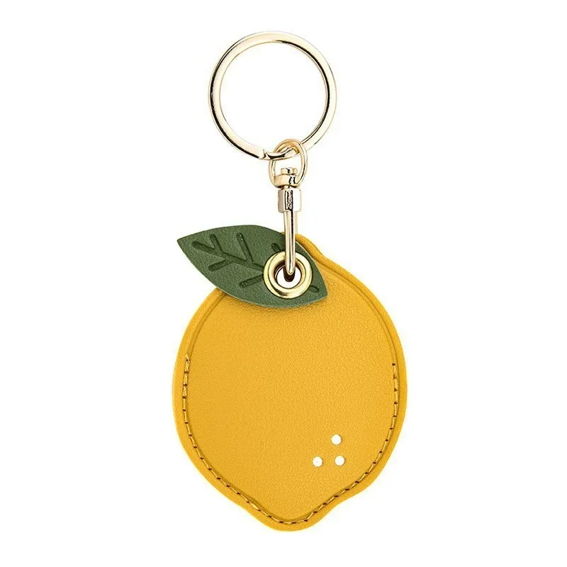 1pc Creative Fruit Design Card Cover PU Leather Access Control Elevator Card Protector AirTag Holder Keychain Pendant