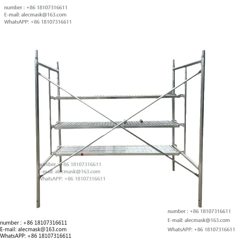 

Heavy duty 5 'X 7' masonry scaffold frame set with cross brackets, new snap lock galvanized steel ladder for warehouse