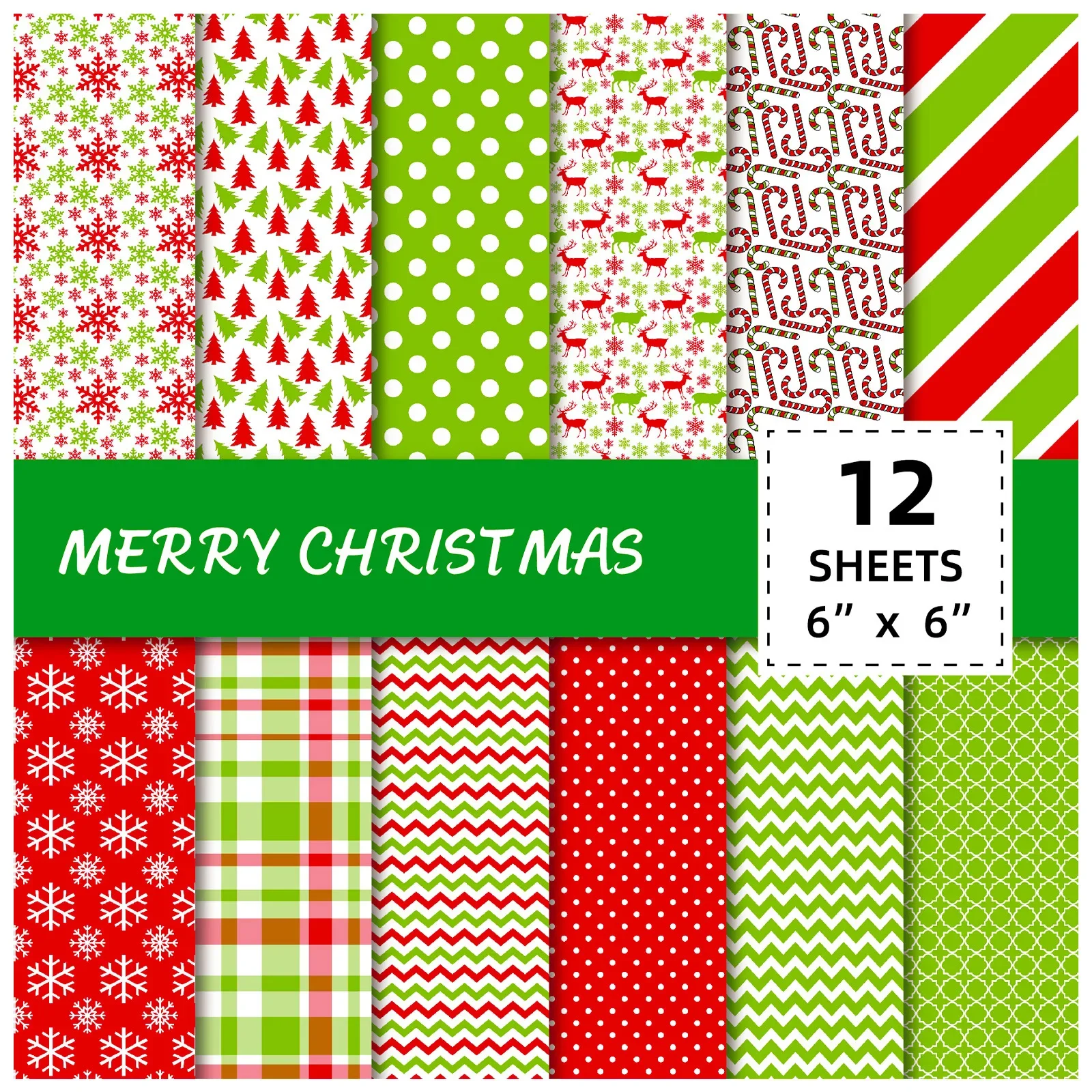 12 Pieces/bag 15*15cm of Christmas Paper Material, Manual Paper Material, Scrapbook Card Making Background Color Paper Sheets