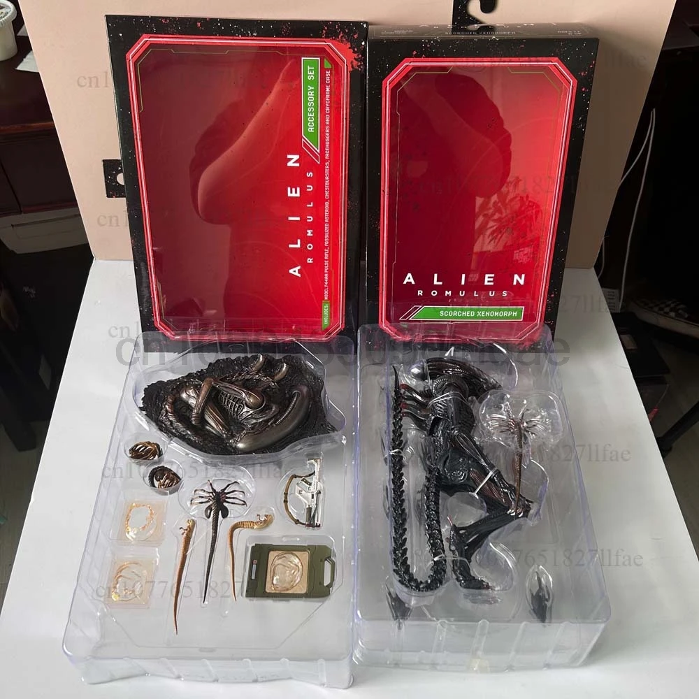 Neca o alien romulus facehugger final queimado xenomorph e conjunto de acessórios figura de ação modelo brinquedo decoração do quarto presente da criança