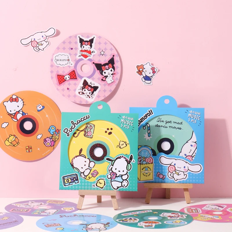 Kawaii Cartoon CD Record Shape Stickers Kids Scrapbooking DIY Album Cup Decoration Sticker Creative School Stationery Gift