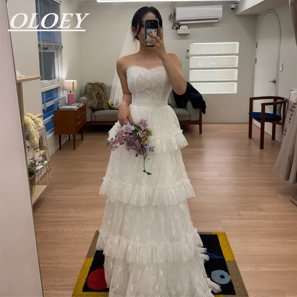 OLOEY Exquisite Muti-Layer Lace Wedding Dress Sparkly A-Line Korea Photoshoot Bridal Gowns Robe De Maries 2026 Customized