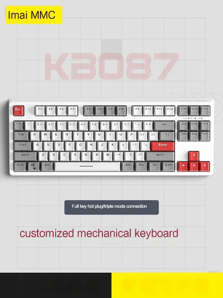 Mchose Kb087 Mechanical Keyboard 3-mode Hot Plug Wireless Bluetooth 2.4g Multifunctional Keyboard Game Office Keyboard Gift