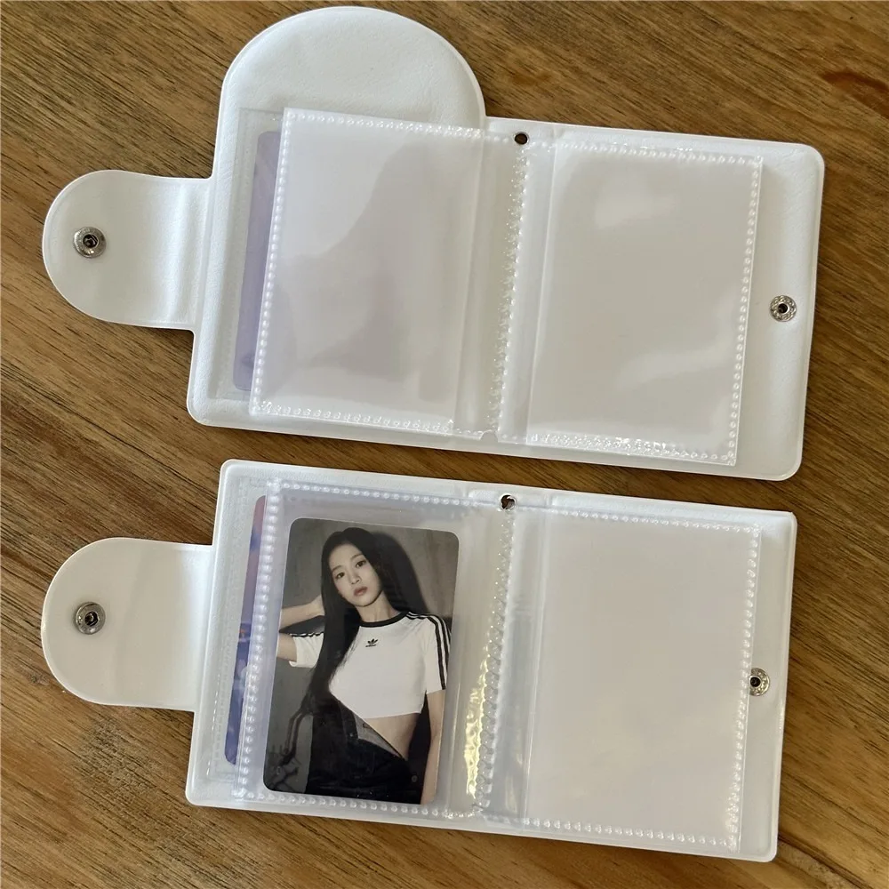 Álbum de cartão estilo japonês fofo, mini cartão ídolo de 3 espaços, livro de coleta com 16 páginas internas, livro de cartão postal de pvc unissex