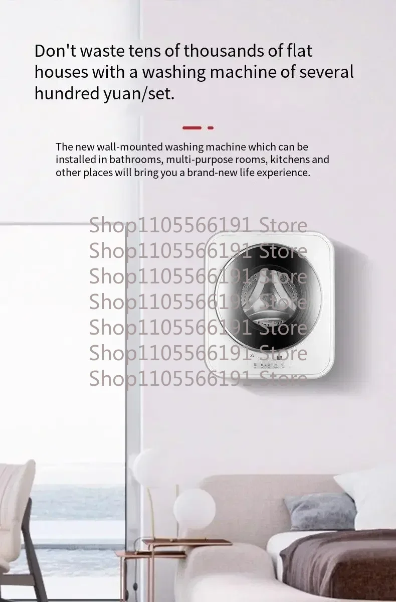 3KG Fully Automatic Wall Mounted Washing Machine with Washer Dryer Combo, Inverter Drum Design