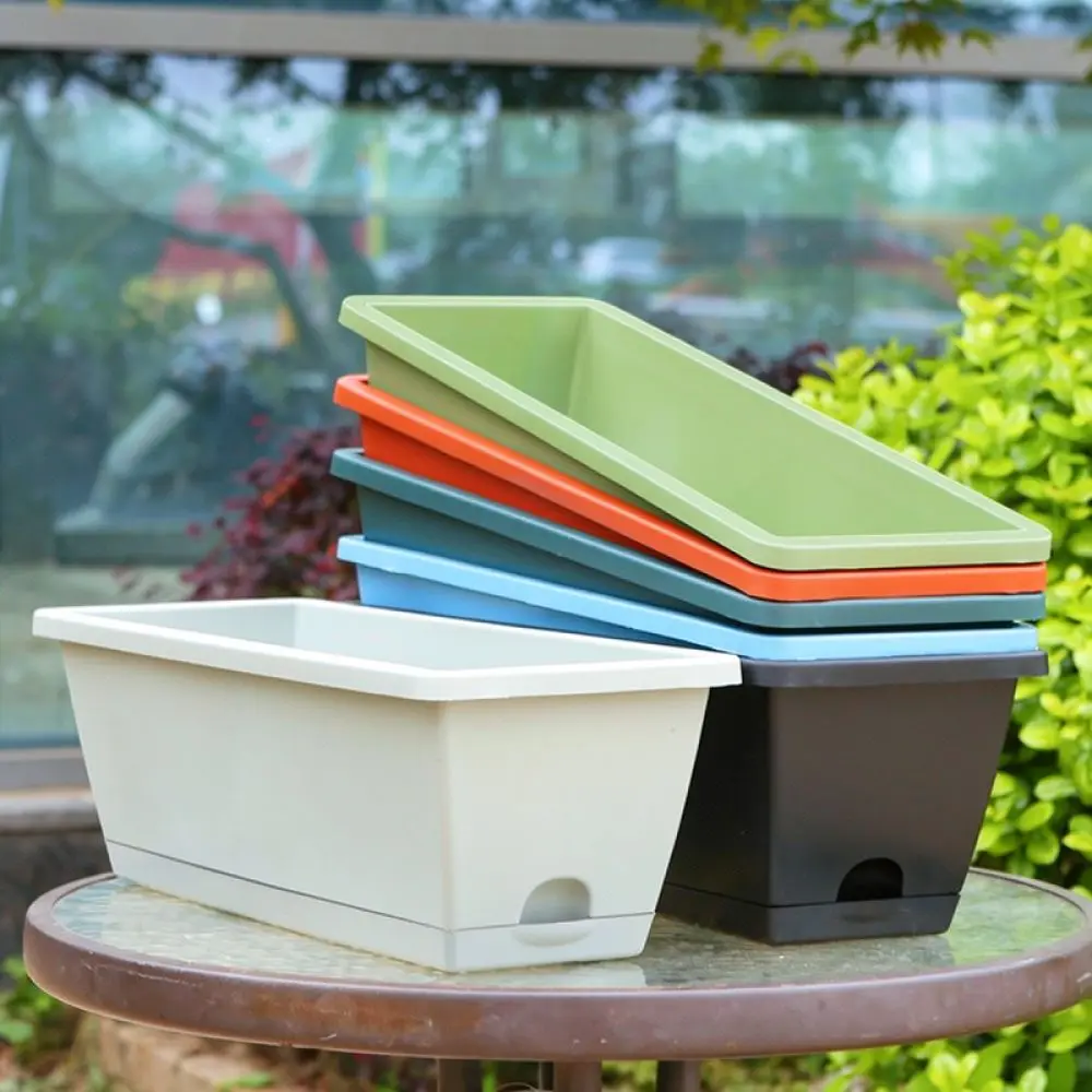 Vegetable Growing Box Rectangular Plastic Flower Pot For Balcony Home Garden Succulent Nursery Container Breathable