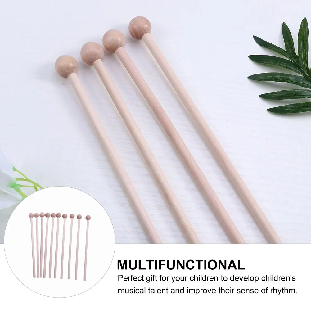 

10Pcs Wooden Mallets Music Mallets Ergonomic Design Percussion Accessories Marimbas Xylophones Auxiliary Instruments