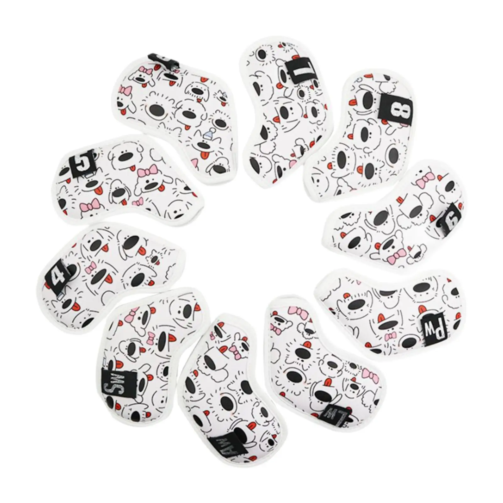 

10Pcs Golf Iron Head Covers Golf Protection Puppy Pattern Supplies Accessories Club Headcover for Games Training Outdoor Sports