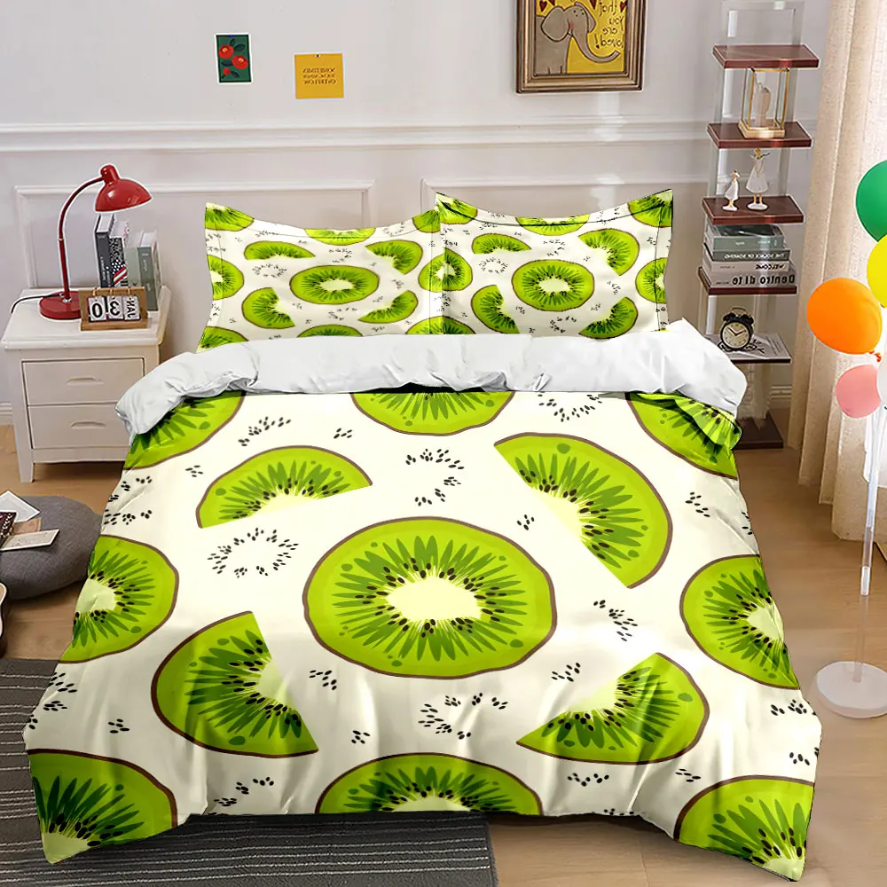 

Kiwi-Themed Three-Piece Kitchen Set kid's and adults' bedroom decor, Exquisite three-piece bedding set gift