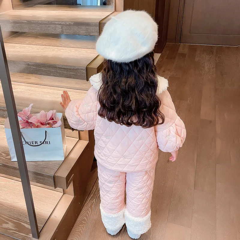 Autumn Winter Children Clothing Sets for Girls Floral Coats Pants 2 Pcs Suit Kids Clothes Outfits Outdoor Baby Casual Tracksuits