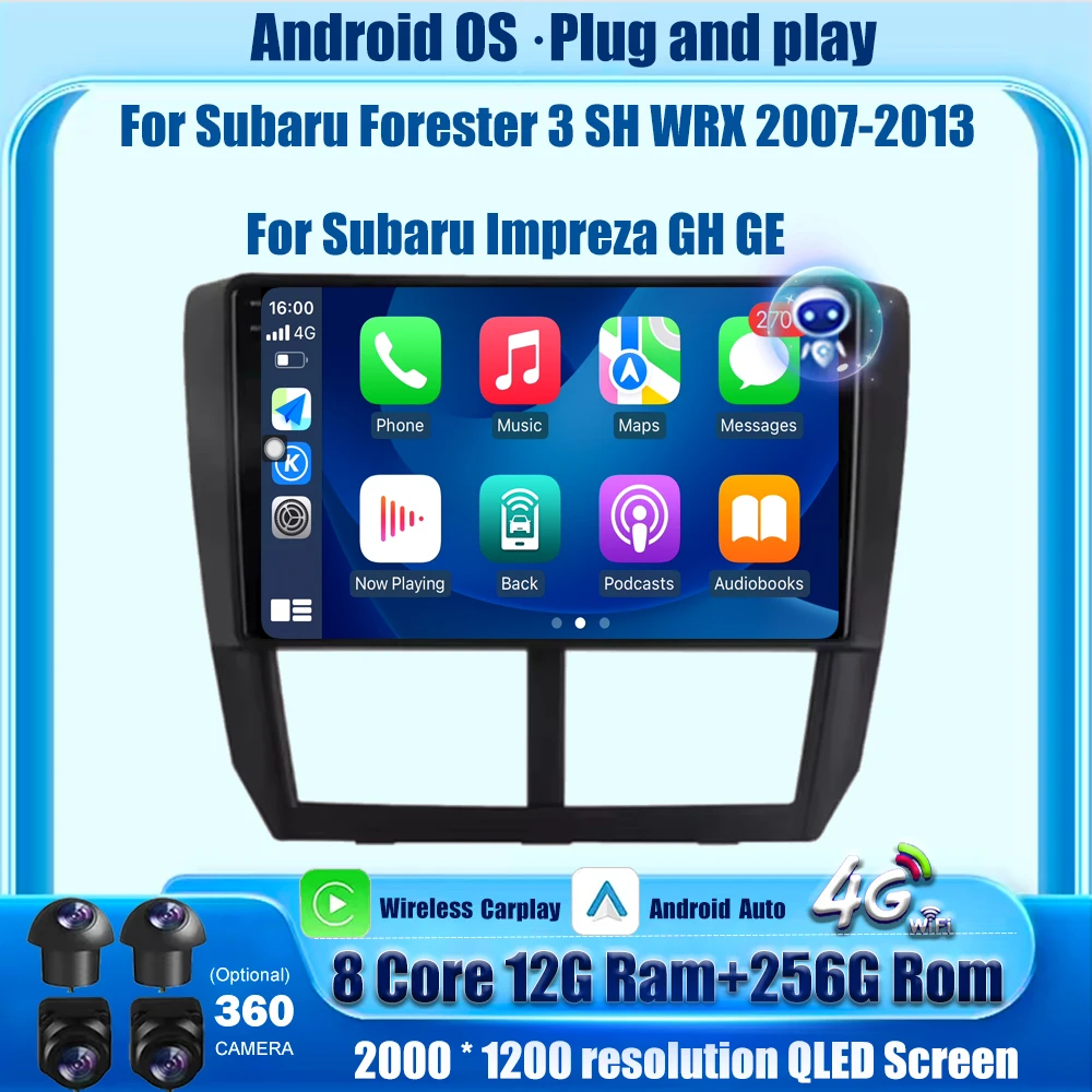 

Android Auto For Subaru Forester 3 SH WRX 2007-2013 For Subaru Impreza GH GE Car Radio Multimedia Player Head Unit WIFI Carplay