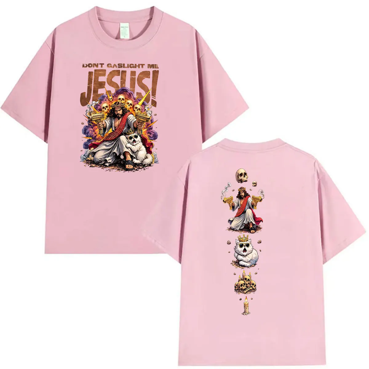 Jesus Don't Gaslight Me Grafik-T-Shirts, Dungeon Crawler Carl Game Player T-Shirt, Herren-T-Shirt im Vintage-Stil, modische Baumwoll-Kurzarm-T-Shirts – Detail 6