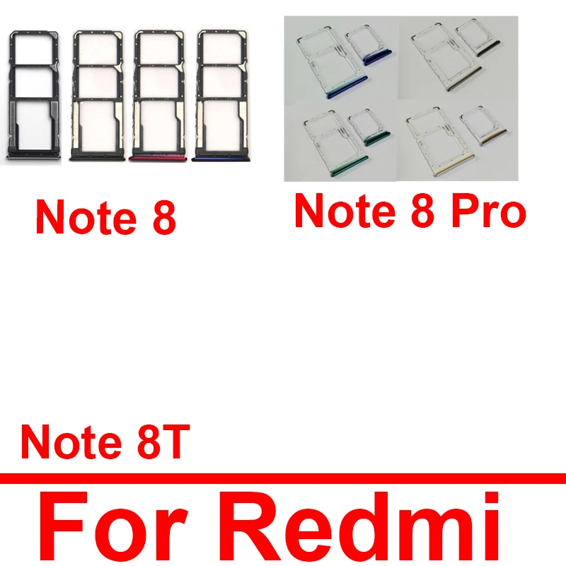 Sim Card Tray For Xiaomi Redmi Red Rice Note 8 Note 8Pro 8T Sim Card Holder Reader  Slot Replacement Parts