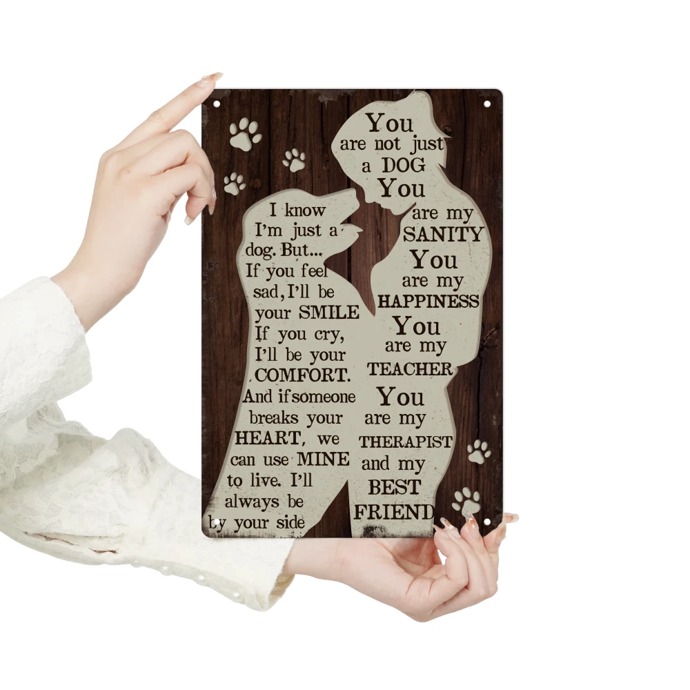 Putuo Decor 1pc Dog Vintage Metal Tin Sign, Love Dag, Wall Art Decor for Home Living Room Backyard Vet Pet Clinic Pet Shelter