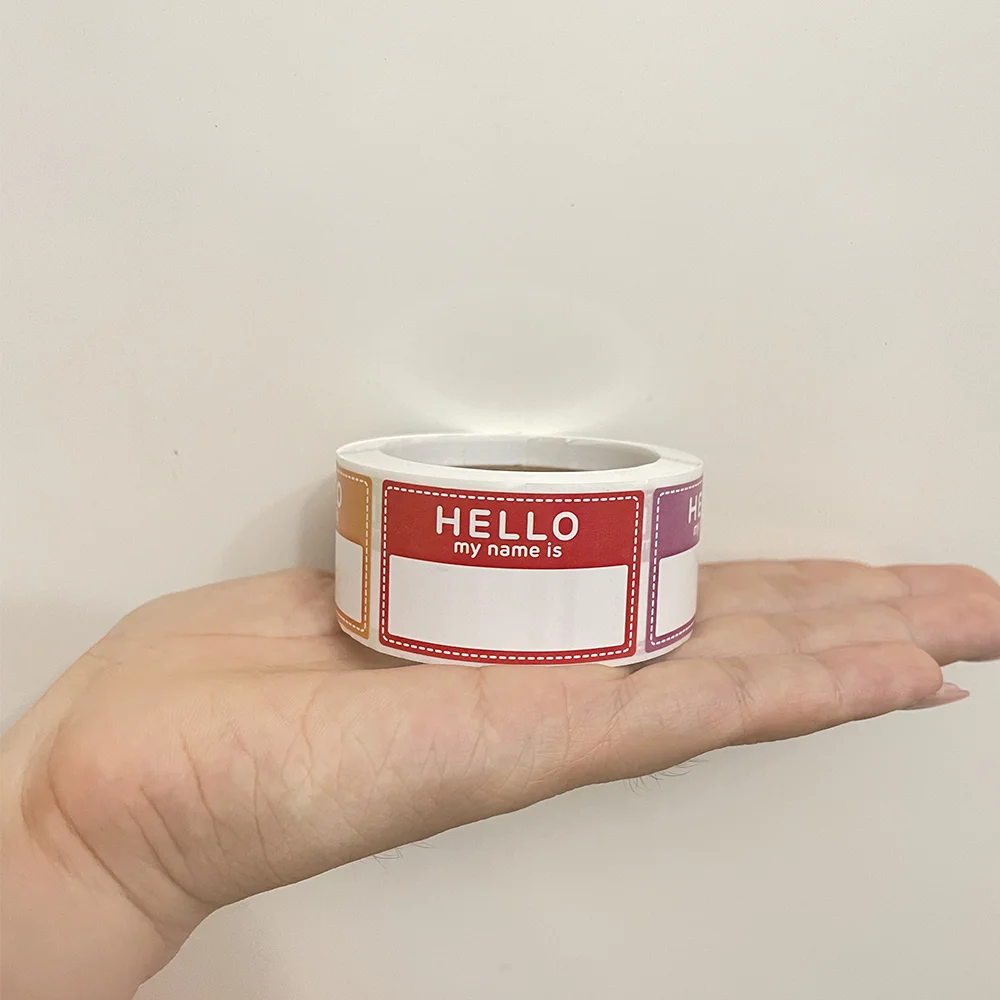 8 Colors 200 Pcs Hello My Name is Stickers 1\'\' x 1.57\'\' Tiny Size Name Tag Newborn Baby Name Sticker Labels for Classroom School