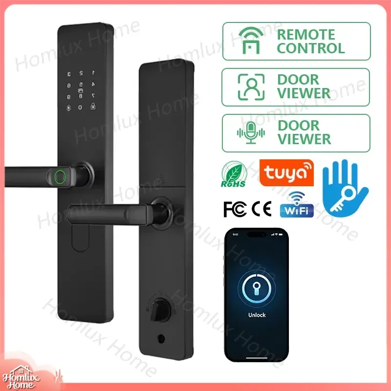 High Quality Smart Door Lock with Fingerprint Password Card WiFi Digital Waterproof Mortise Lock Tuya Smart Home Compatible