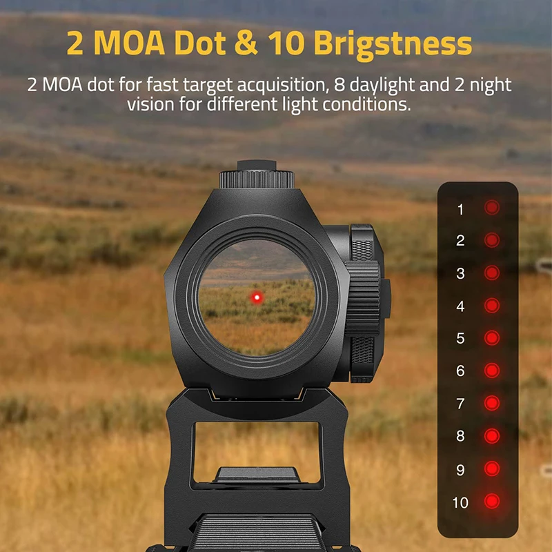 Red Dot sight 2MoA mouvement éveillé optique portée 10 luminosité Picatinny Rail tactique chasse fusil accessoires