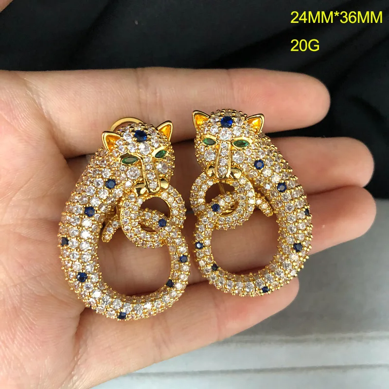 

Fashion Heavy Industry Ear Stud Delicate Vintage style Leopards design Women's Jewelry studded with zircon light luxury Earrings