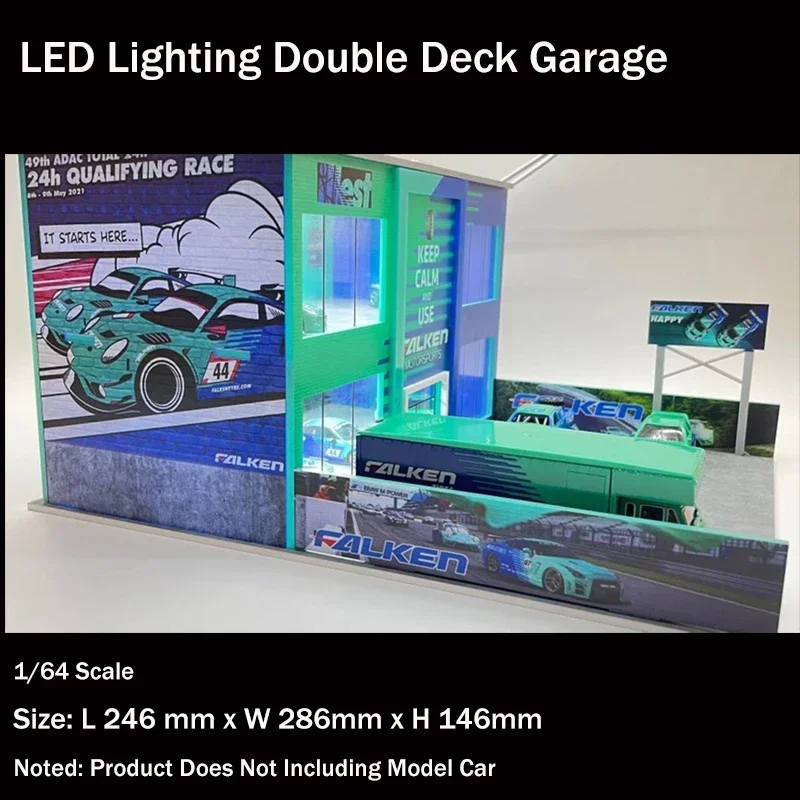 

Assemble Diorama 1:64 LED Lighting Double Deck Garage Model Car Station Parking Lot - Falken Coating