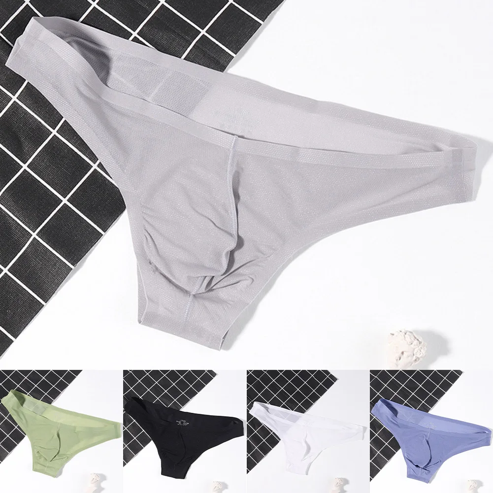 ملابس داخلية للرجال بدون خياطة وناعمة وشفافة، ملابس داخلية رفيعة للغاية قابلة للتنفس