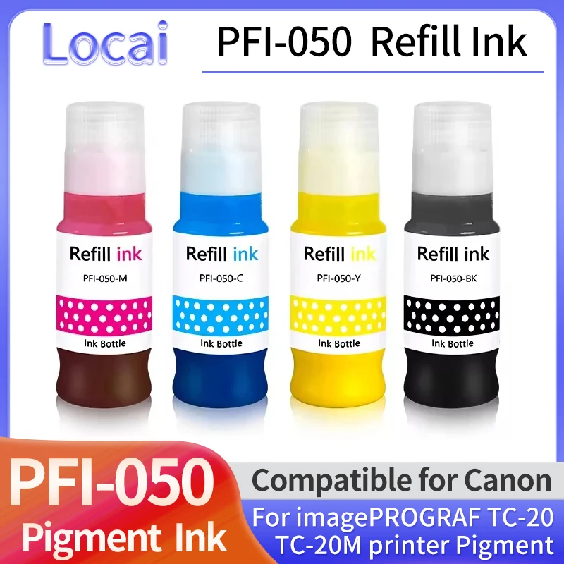 70ML PFI-050 Refill ink PFI050 refill pigment ink For Canon imagePROGRAF TC-20 TC-20M printer PFI 050 pigment ink Color Bk C M