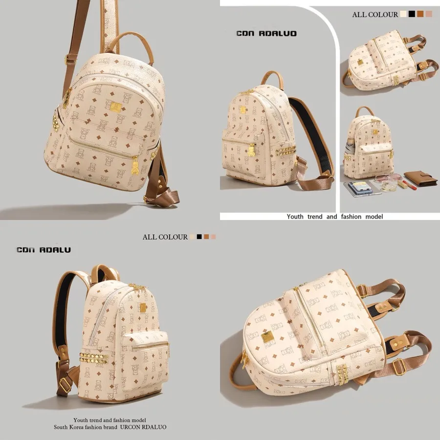 

【Новый стиль】Новая женская сумка через плечо с милым медвежонком, вместительная школьная сумка для поездок на работу, студенческий рюкзак, модная сумка.