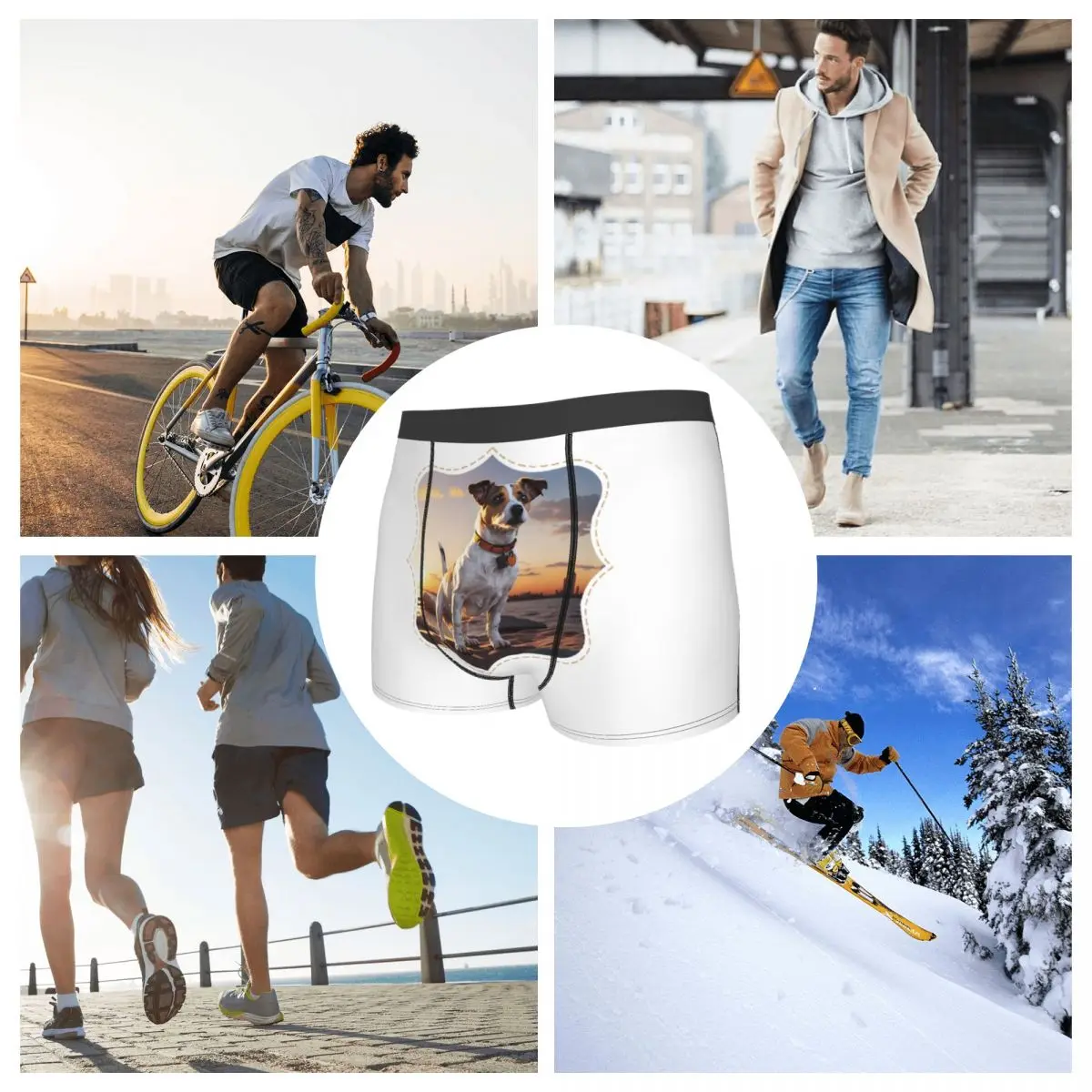 الملاكم السروال السراويل جاك راسل الكلب في غروب الشمس سراويل الذكور ملابس داخلية جيدة التهوية ل أوم رجل صديقها هدية